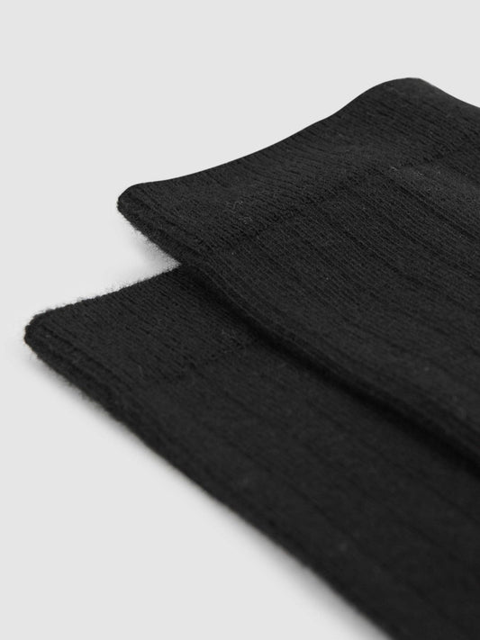 Cotton Blend Ribbed Loafer Socks Black | Women