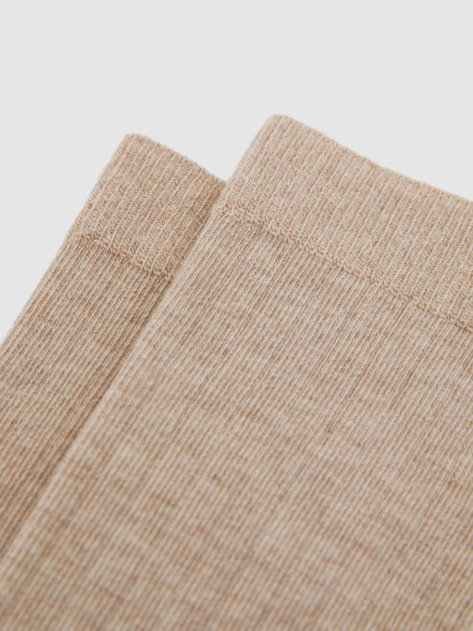 Cotton Blend Ribbed Loafer Socks Oatmeal | Women