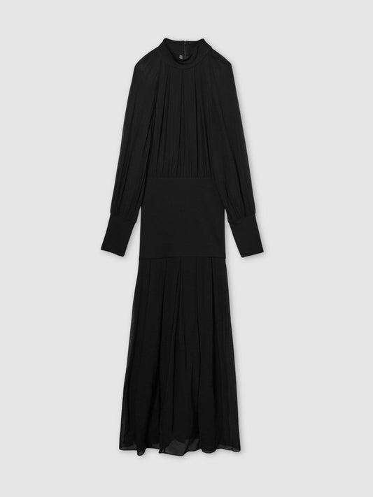 Sheer Jersey Gathered Maxi Dress Black | Women