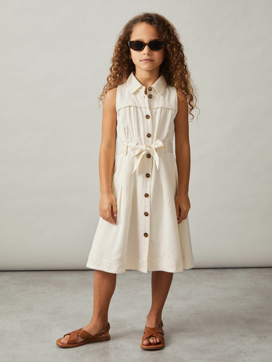 13-14 yrs Tie-Waist Collared Dress Ivory | Children & Baby