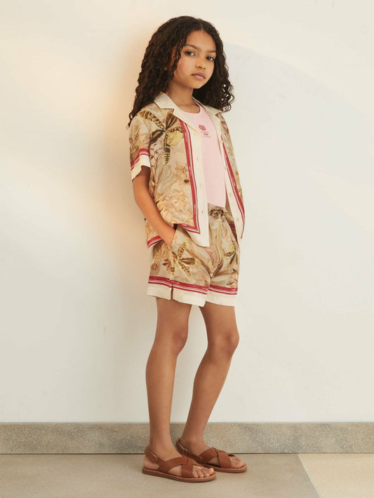 13-14 yrs | NYBG Satin Floral-Print Shorts Khaki | Children & Baby