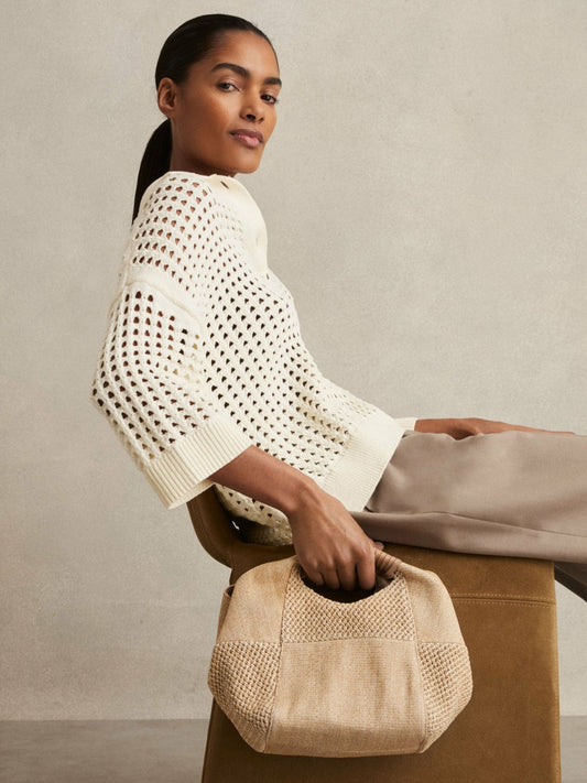 Raffia Patchwork Clutch Bag Natural | Women