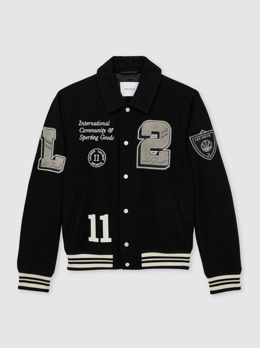 Les Deux Wool-Blend Varsity Jacket Black | Men