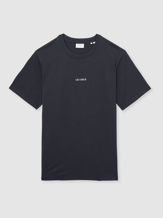 Les Deux Cotton Logo T-Shirt Navy Blue | Men