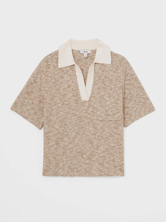 Cotton-Blend Knit Polo Shirt Neutral | Women