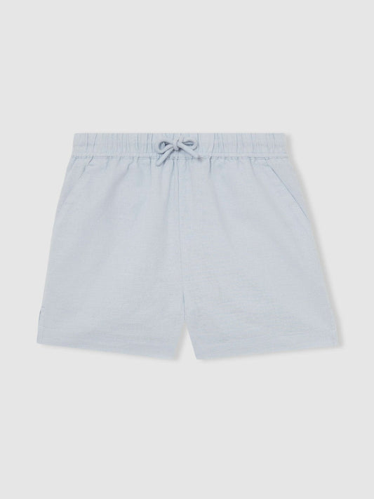 4-9 yrs Cotton-Linen Drawstring Shorts Soft Blue | Children & Baby