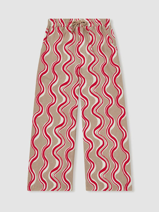 Cotton Linen Printed Trousers Red | Children & Baby