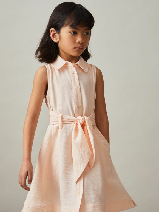 13-14 yrs Tie-Waist Collared Dress Pink | Children & Baby