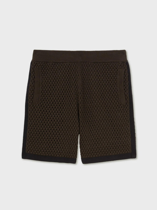 Cotton-Blend Crochet Shorts Chocolate/Navy | Men
