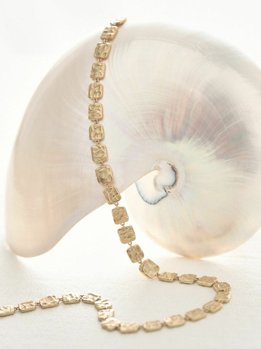 Molten Square Necklace Gold Tone | Women