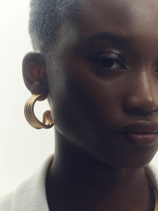 Fluid Hoop Earrings Gold Tone | Women