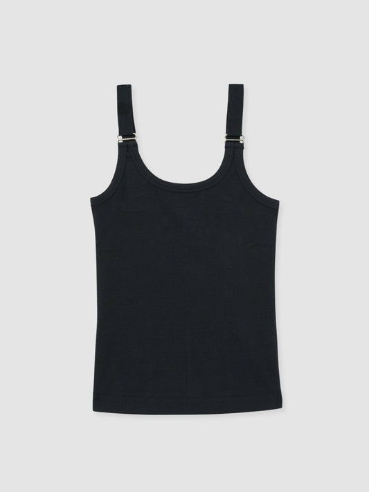 Stretch-Cotton D-Ring Strap Vest Navy | Women
