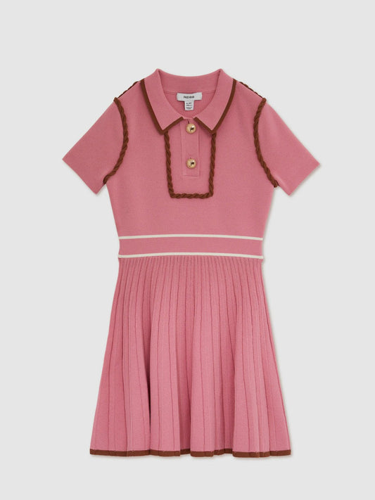 9-13 yrs Twist-Piped Knitted Dress Pink | Children & Baby