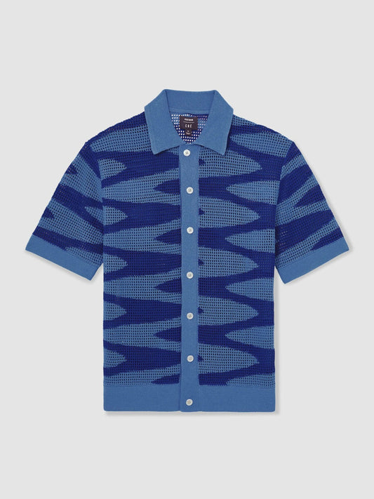 | Ché Wave Crochet Shirt Blue | Men