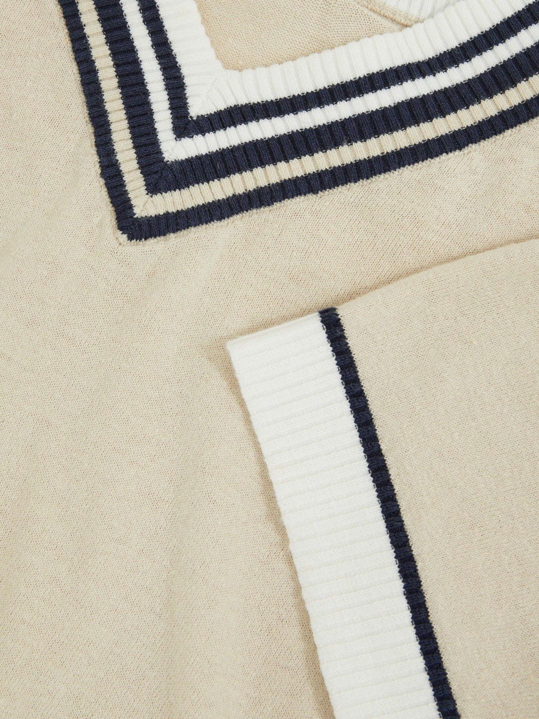 13-14 yrs Cotton-Linen Knit V-Neck Cricket Top Neutral | Children & Baby