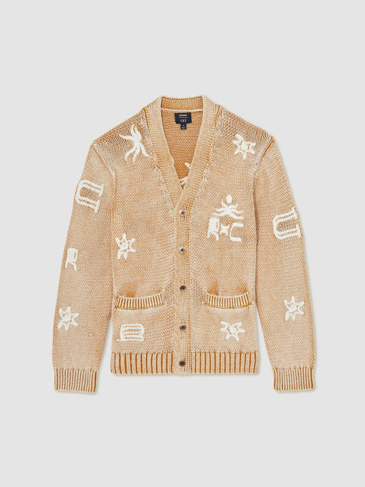 | Ché Motif-Embroidered Cardigan Camel | Men