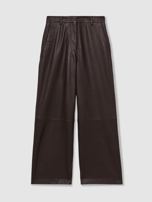 Leather Wide Leg Trousers Chocolate | Women
