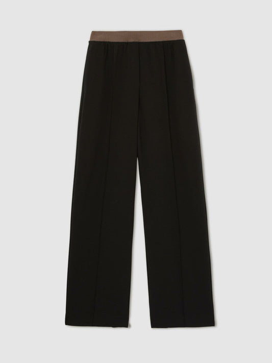 Petite Wide-Leg Elasticated-Waist Trousers Black | Women