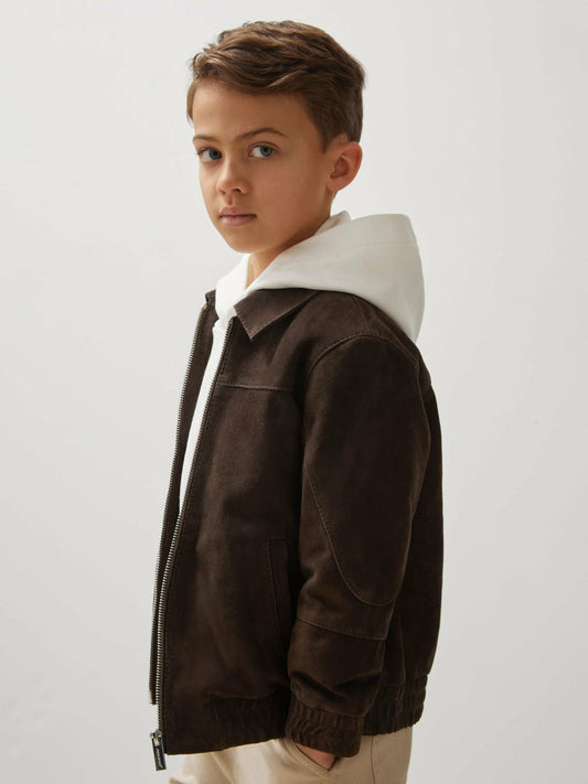 13-14 yrs Unisex Fit McLaren F1 Team Suede Bomber Jacket Distressed Brown | Children & Baby