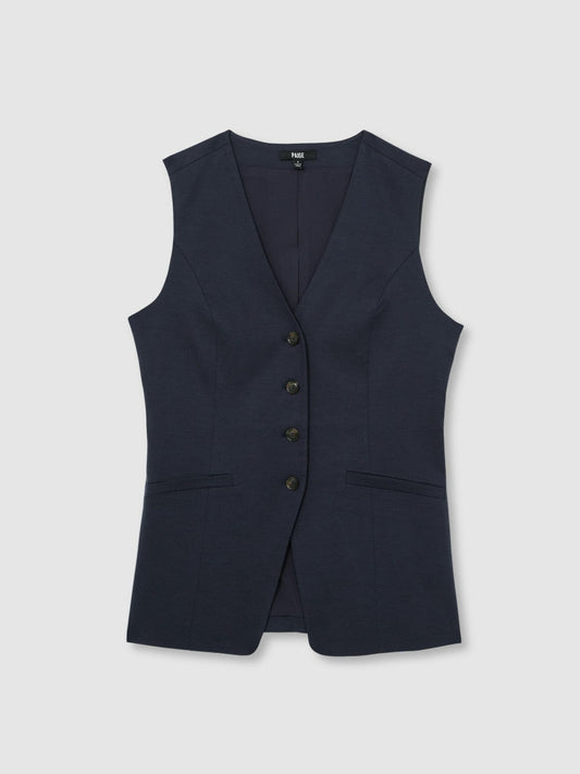 Paige Button-Through Vest Dark Ink Blue | Women