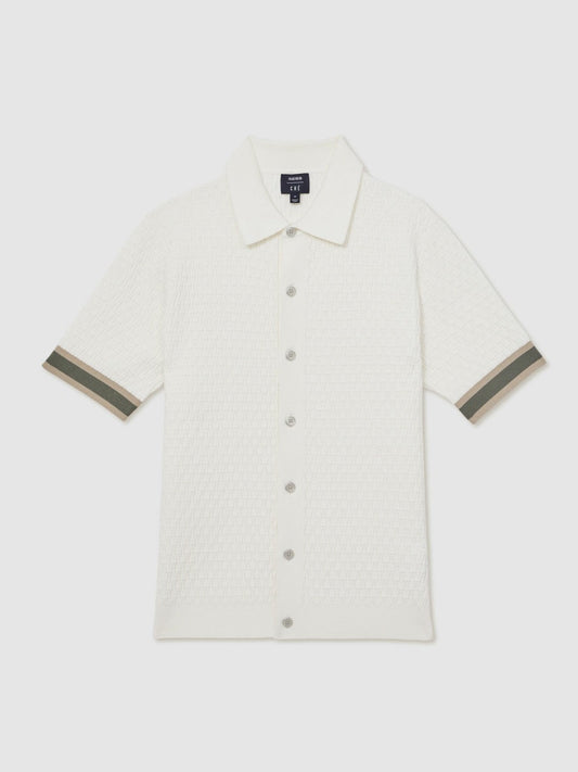 | Ché Textured Cuff-Trim Shirt White | Men