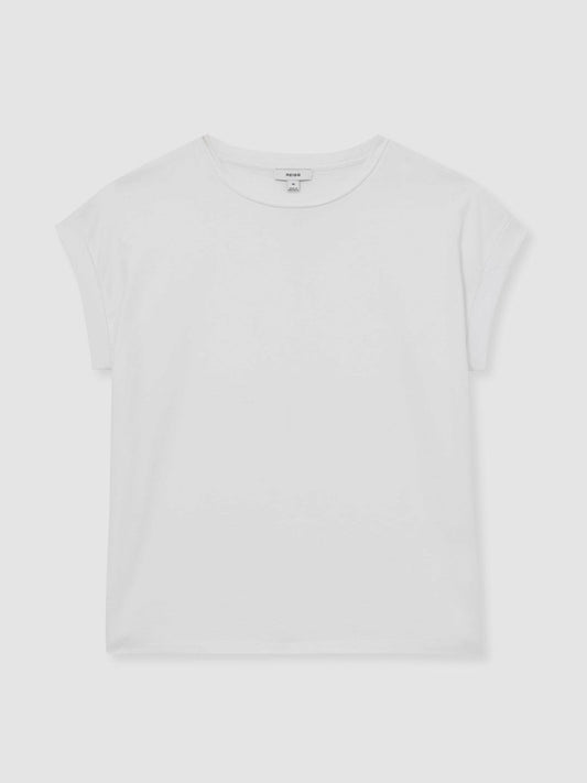Brushed-Cotton Crew-Neck T-Shirt White | Women