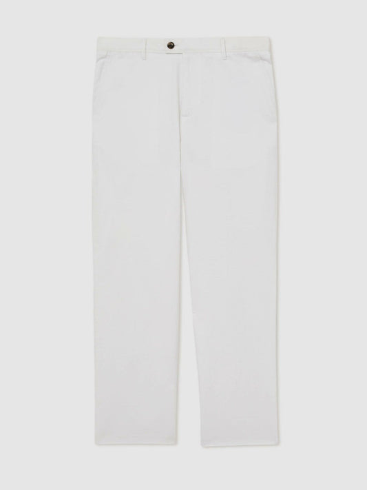 Cotton-Linen Relaxed-Fit Trousers White | Men