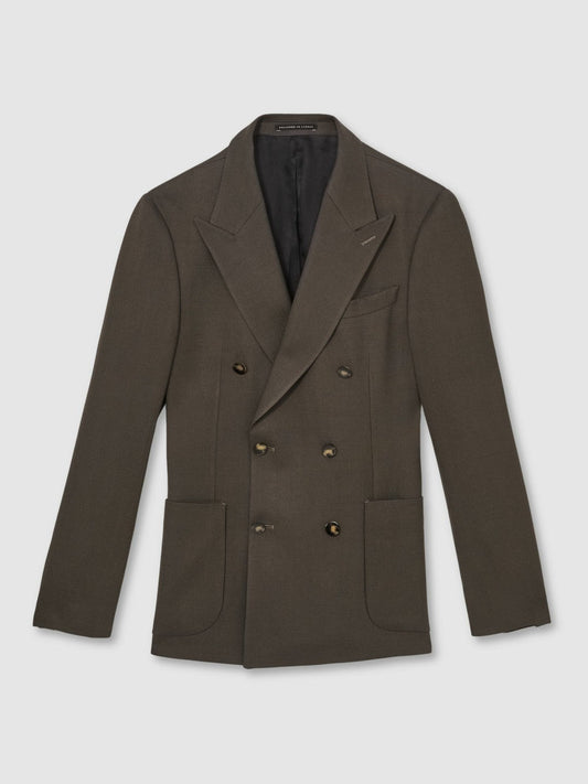 Slim Fit Double Breasted Suit Blazer Dark Green | Men