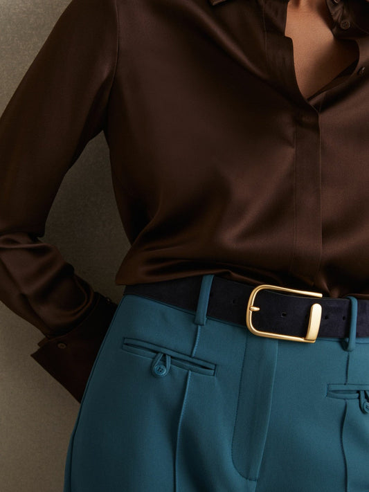 Leather Half Keeper Belt Navy | Women