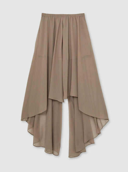 Sheer-Overlay High-Low Shorts Mink Neutral | Women