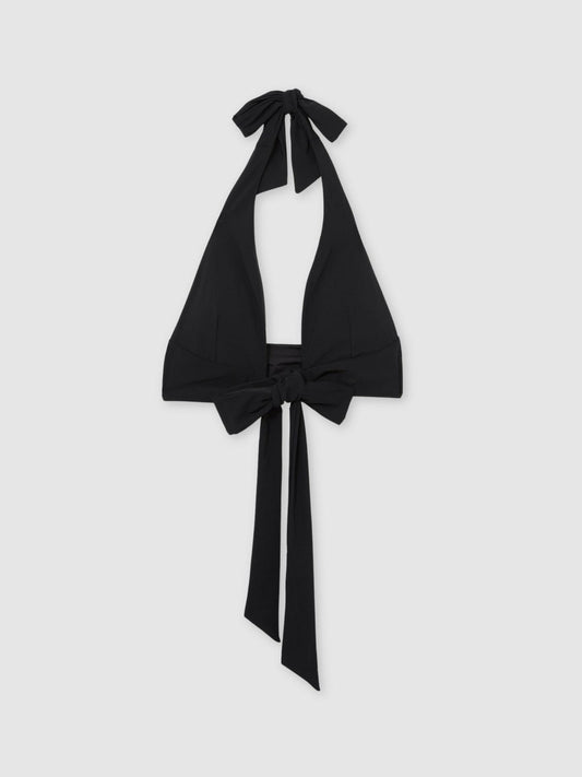 Plunge Tie Halterneck Bikini Top Black | Women