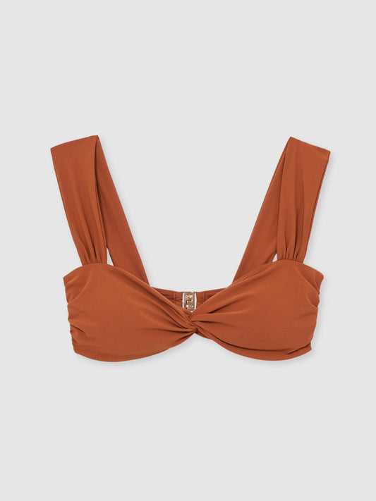 Twist Front Bikini Top Brown | Women