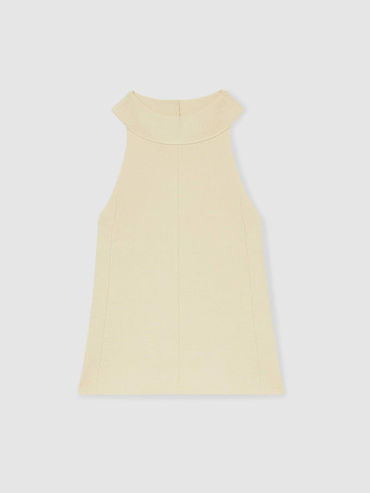 Rib Knit High Neck Vest Ivory | Women