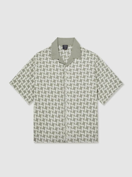 | Ché Motif-Embroidered Shirt Sage/White | Men