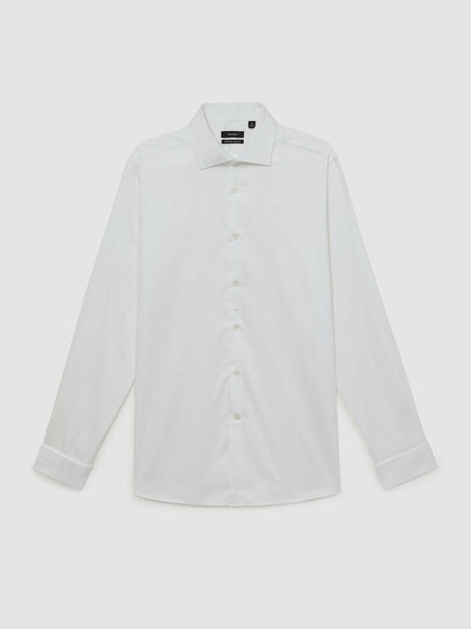 Regular Fit Slim-Fit Cotton-Sateen Shirt White | Men