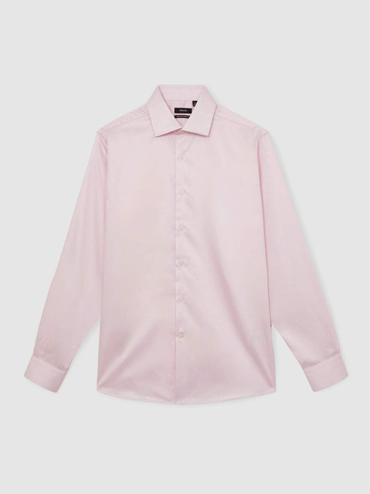 Regular Fit Cotton Sateen Shirt Pink | Men