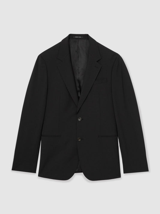 Wool-Blend Single-Breasted Suit Blazer Slim-Fit Black | Men