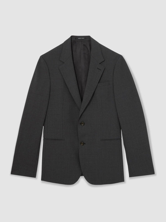 Wool-Blend Single-Breasted Suit Blazer Slim-Fit Grey | Men