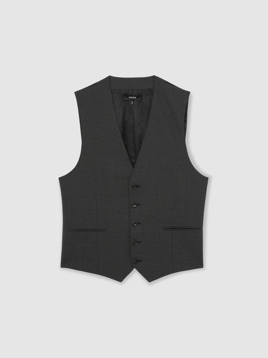 Wool-Blend Slim-Fit Waistcoat Grey | Men