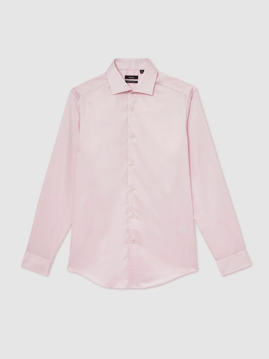 Slim Fit Cotton Sateen Shirt Pink | Men