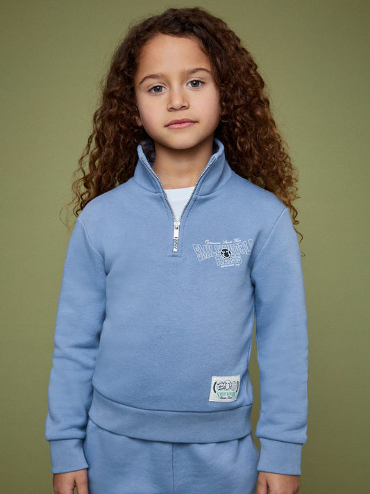 13-14 yrs SmileyWorld Half-Zip Sweatshirt Unisex Fit Blue | Children & Baby