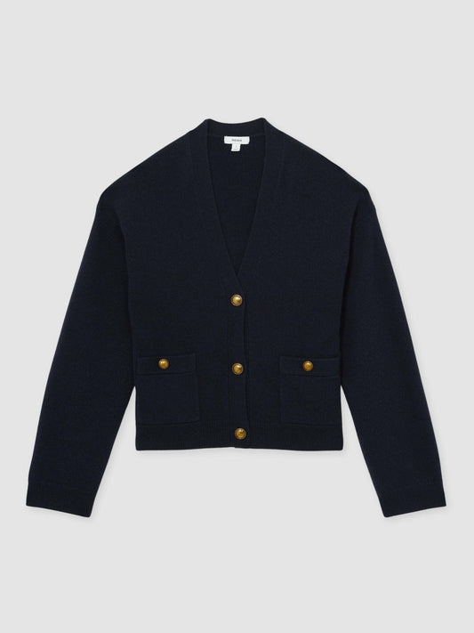 Wool-Cashmere Button Cardigan Navy | Women
