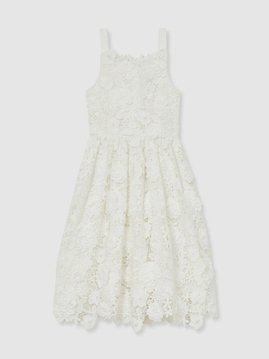 9-13 yrs Guipure-Lace Midi Dress Ivory | Children & Baby