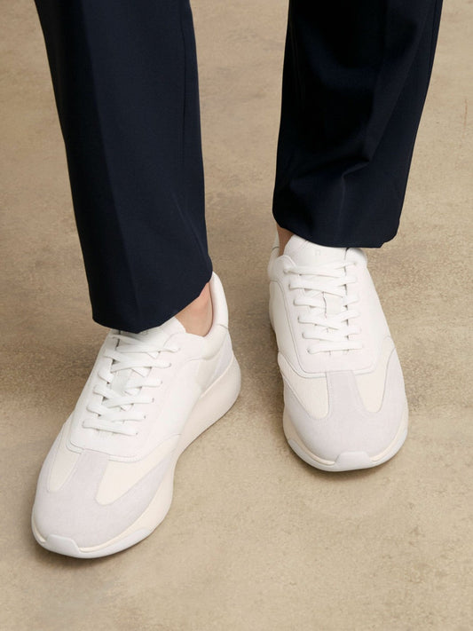Bonded-Leather Suede Running Trainers White | Men