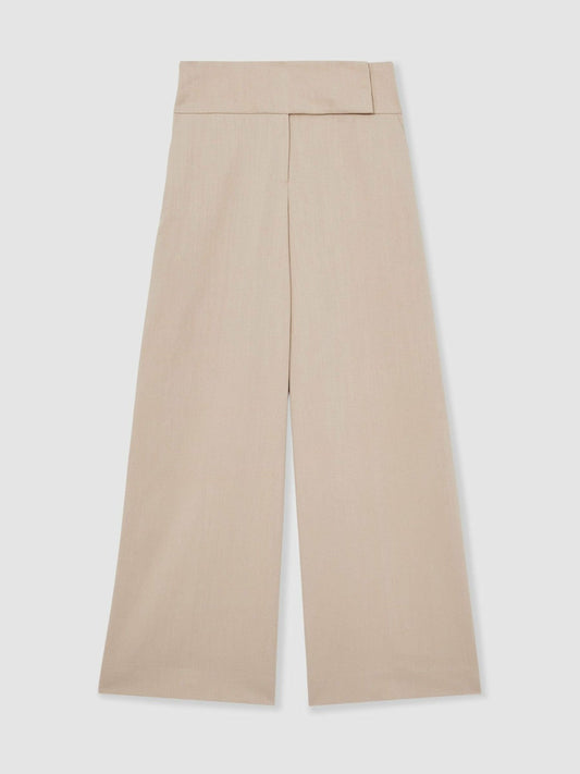 Petite Lyocell-Linen Wide-Leg Trousers Neutral | Women