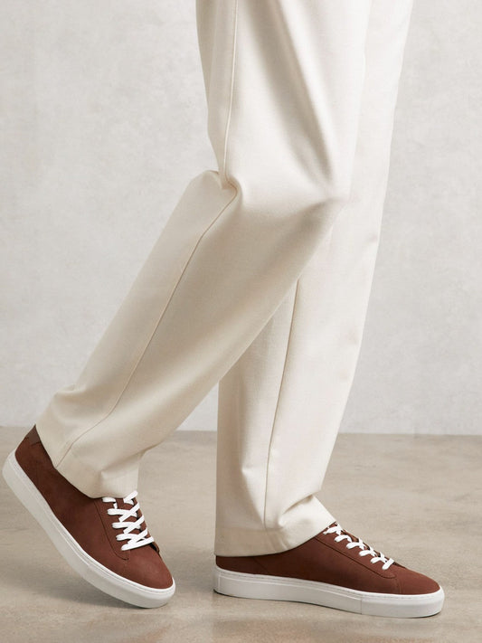 Nubuck Leather Low-Top Trainers Brickwood Red | Men