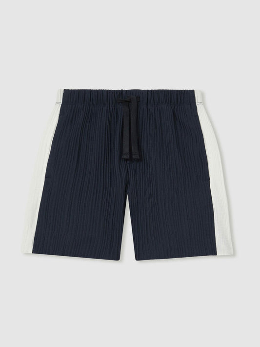 9-13 yrs Plissé Colour-Block Shorts Navy/White | Children & Baby