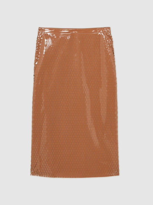 Atelier Laser-Cut Pencil Skirt Tan | Women