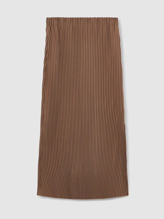 Pleated Jersey Midi Skirt Chocolate | Women