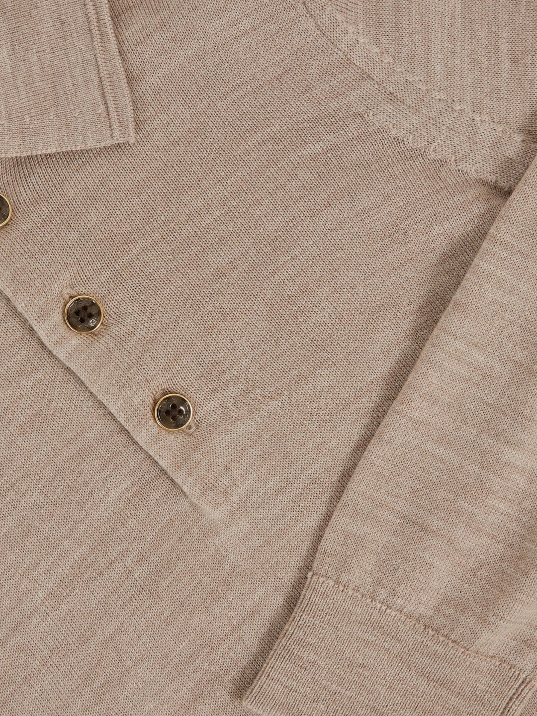 4-9 yrs Merino Wool Long-Sleeve Polo Shirt Wheat Melange | Children & Baby